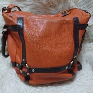 Orange Leather Shoulder Bag